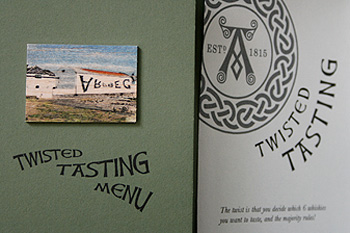 ardbeg distillery twisted tastings whisky menu close up